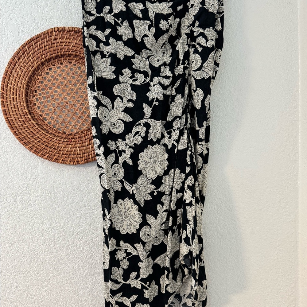 Zara Black and White Floral Maxi Skirt